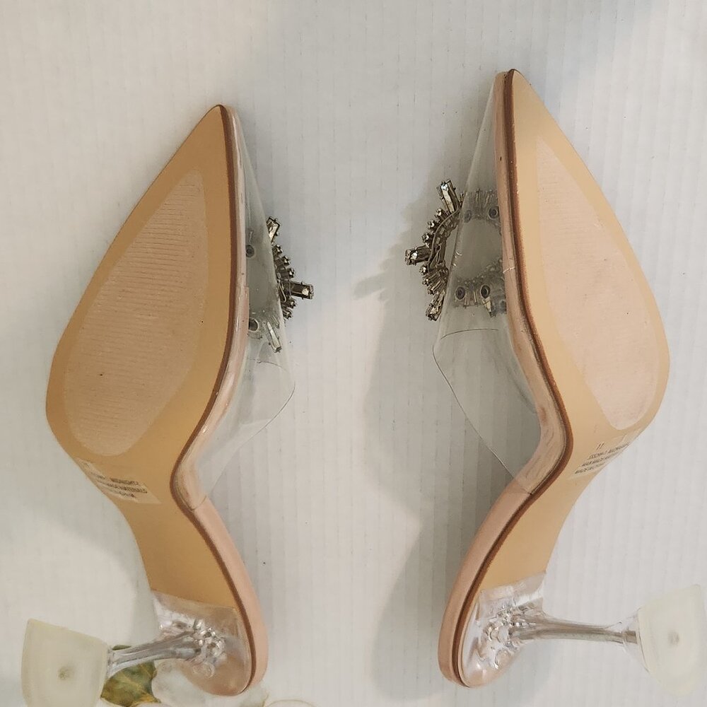 Lulus Women's Size 11 Clear Midnight Light Nude Pointed-Toe Heels - Picture 8 of 8